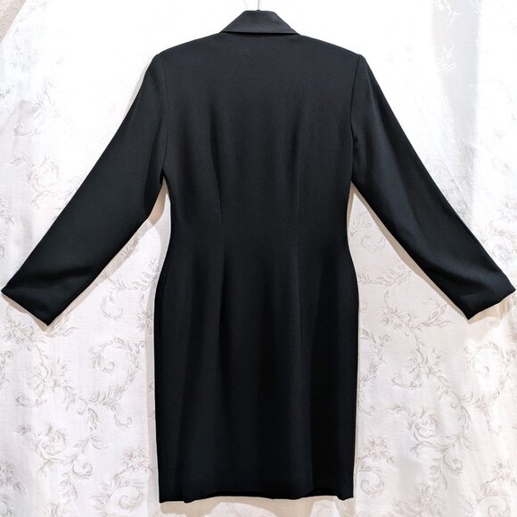 Vintage 90s Long Coat Blazer Dress 6P Fitted Double Breasted Punk Career Classic - Picture 3 of 4